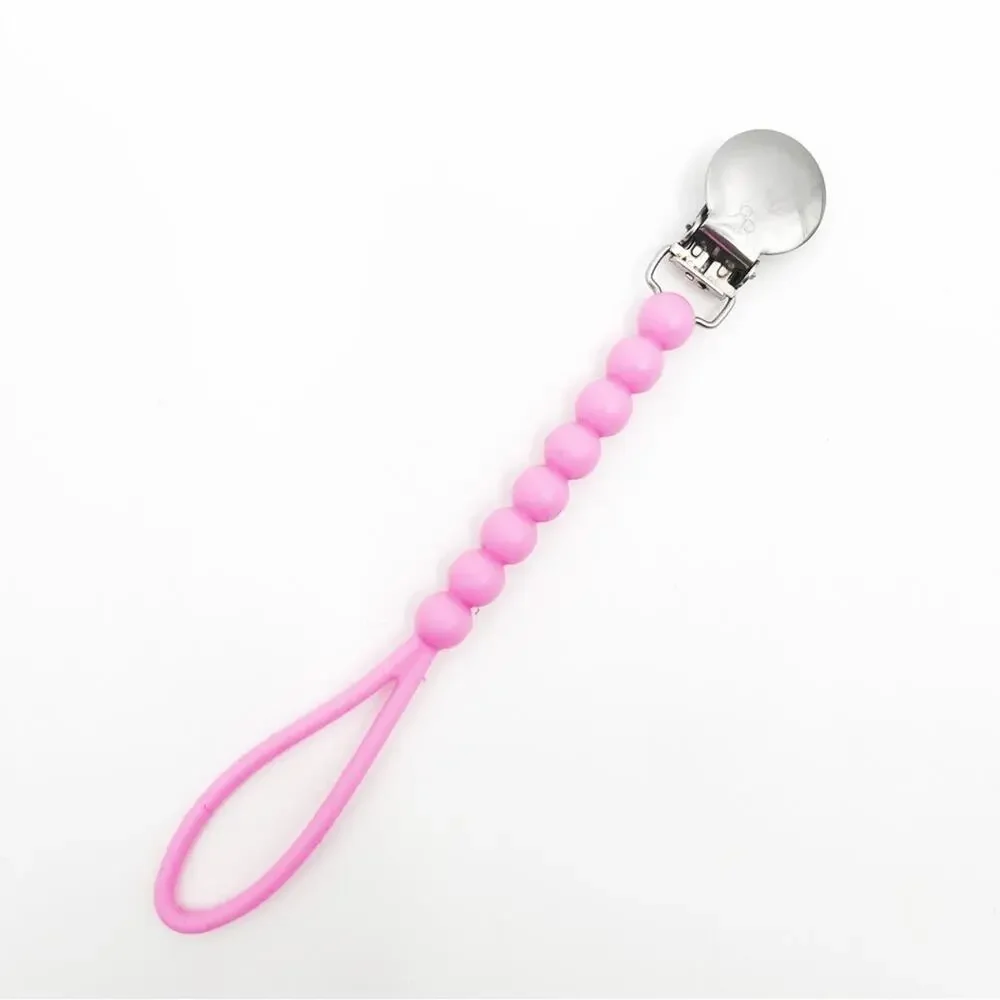 RYAN AND ROSE Pacifier Judy Cutie Clip Pink Silicone Baby Toddler Teether 7”